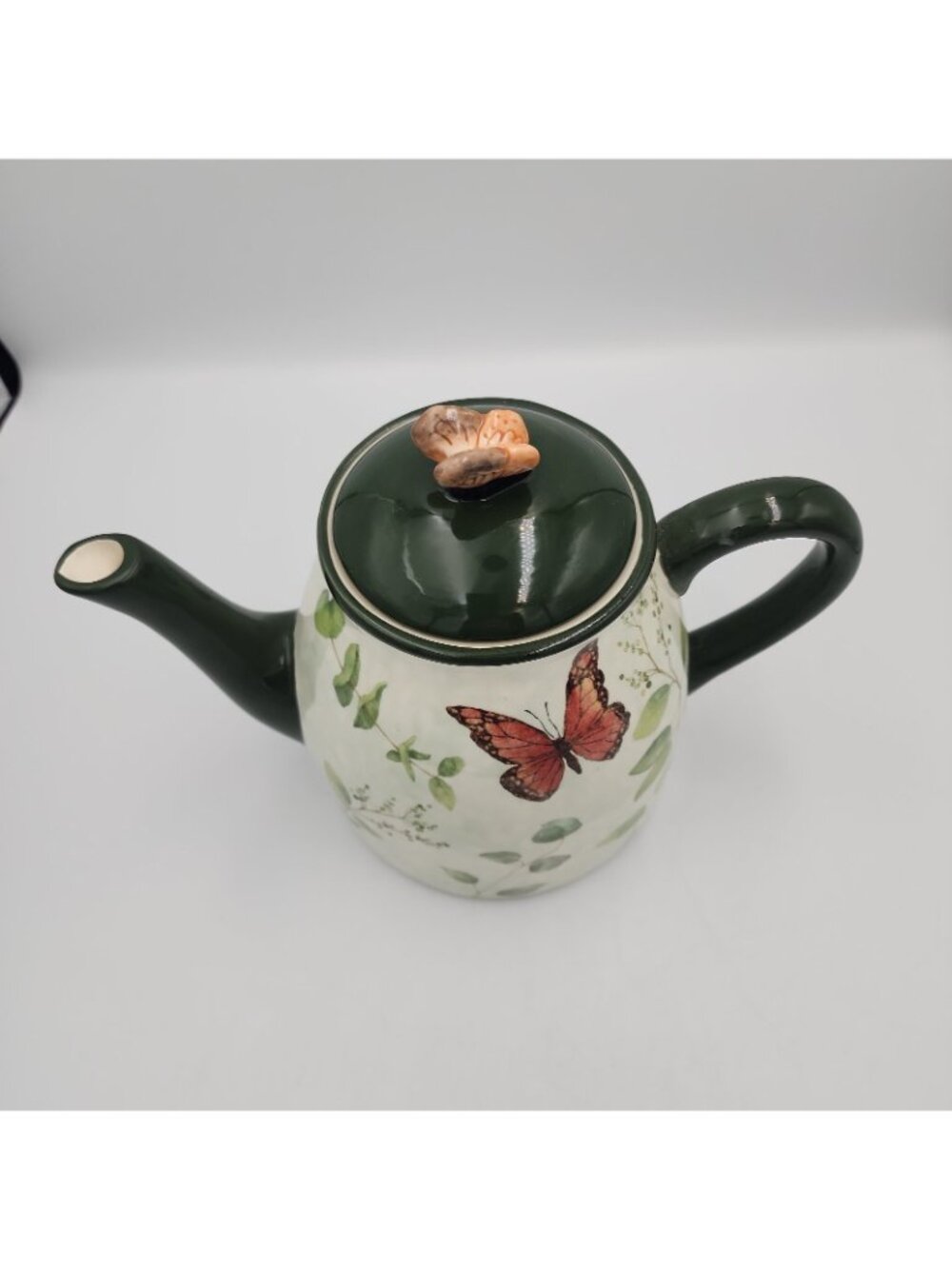Cracker Barrel Nature Susan Winget Teapot Tea Pot Butterfly Plants Ceramic - Picture 2 of 5